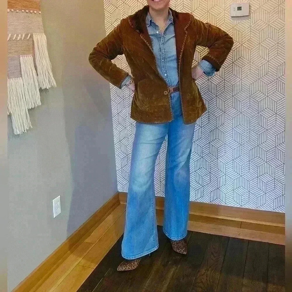 Brown 70's Retro Fuzzy Jacket with Collar Size Medium - Picture 8 of 11